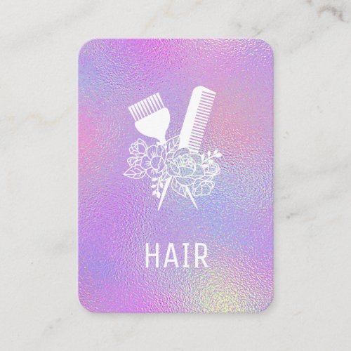 *~* Iridescent Foil Rainbow Comb Floral Brush AP6 Business Card