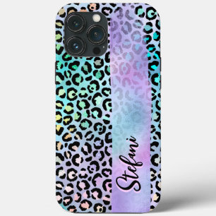 Iridescent Foil Rainbow Leopard Purple iPhone 13 Pro Max Case