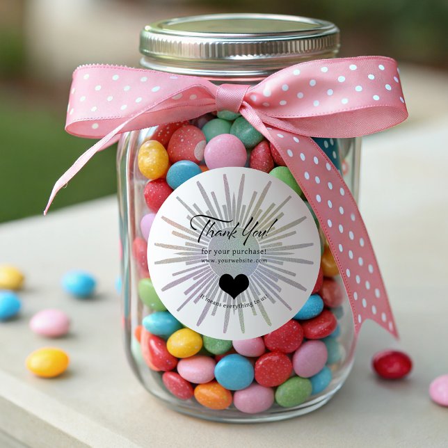 Iridescent Foil Starburst Heart Thank You Classic Round Sticker (Creator Uploaded)