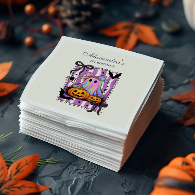 Iridescent Ghost Coquette Bow Spooky One Napkins (Creator Uploaded)