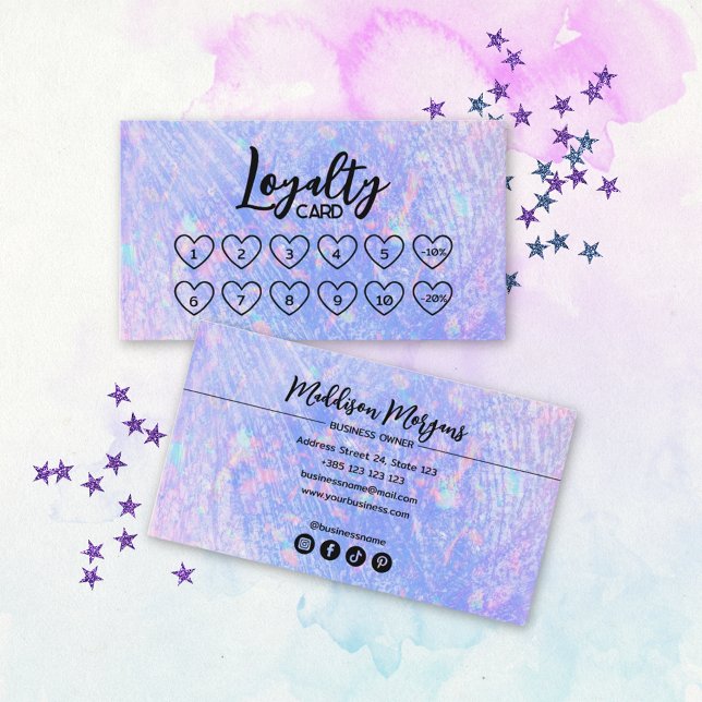 Iridescent Girly Modern Cute Loyalty Card (Creator Uploaded)