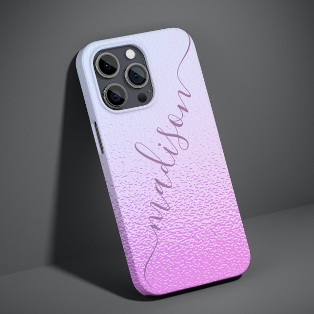 Iridescent Girly Pink Shimmer Personalized Name Case-Mate iPhone Case (Creator Uploaded)