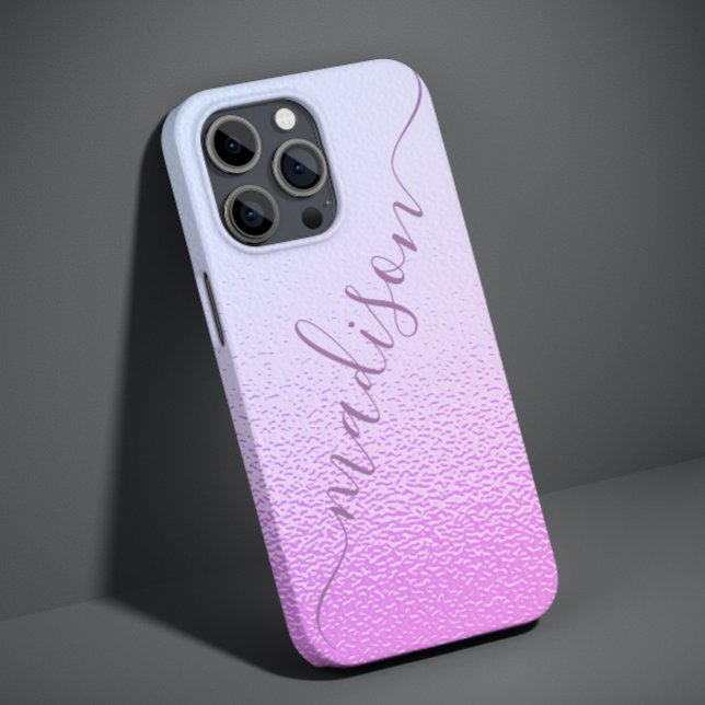 Iridescent Girly Pink Shimmer Personalized Name Case-Mate iPhone Case (Creator Uploaded)