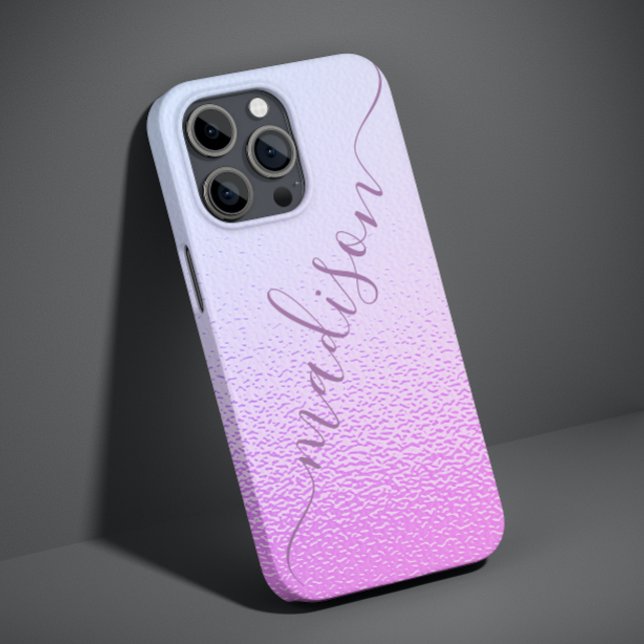 Iridescent Girly Pink Shimmer Personalized Name Case-Mate iPhone Case (Creator Uploaded)