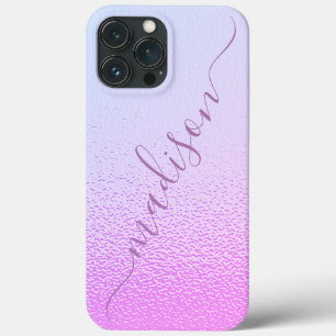 Iridescent Girly Pink Shimmer Personalized Name iPhone 13 Pro Max Case