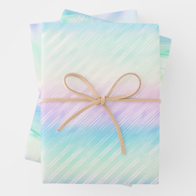Iridescent Glam Rainbow Pattern Wrapping Paper Sheets (In situ)