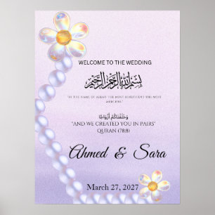Iridescent Glass Floral Pearl Islamic Wedding  Poster