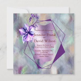 Iridescent Glass Floral Wedding Invitation