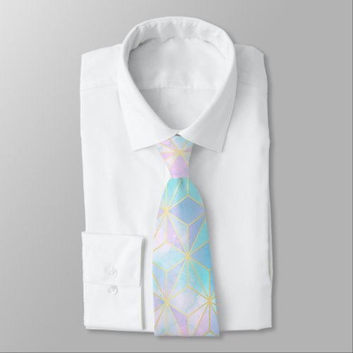 Iridescent Glass Geometric Pattern Neck Tie