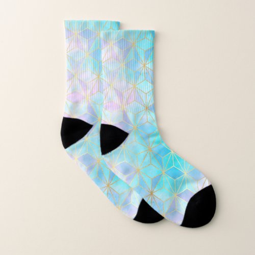 Iridescent Glass Geometric Pattern Socks