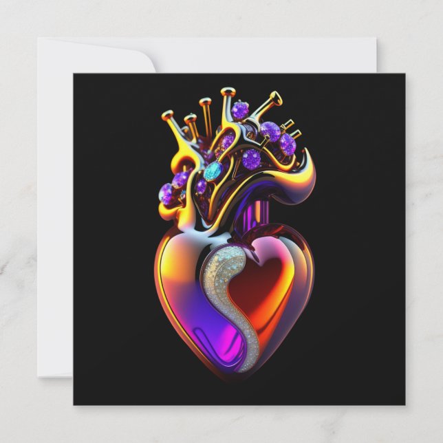 Iridescent Glass Heart Valentine Card (Front)