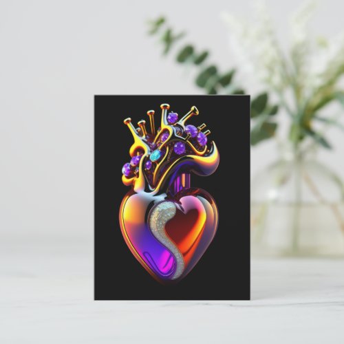 Iridescent Glass Heart Valentine  Postcard