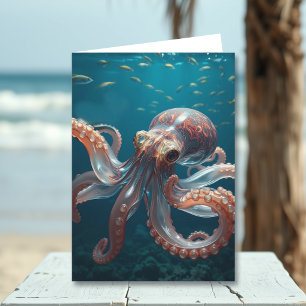 Iridescent Glass Octopus Art Brother's Birthday Card