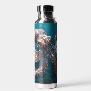 Iridescent Glass Octopus Art Deep Sea Fantasy Water Bottle