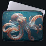 Iridescent Glass Octopus Art | Deep Sea Life Laptop Sleeve<br><div class="desc">Deep sea themed tablet case. Dive into a surreal underwater world with this stunning iridescent octopus design.Featuring a beautifully detailed octopus with a glass-like, translucent body and shimmering textures, this artwork blends deep-sea mystery with a dreamy, almost otherworldly aesthetic. The flowing tentacles, glowing highlights, and rich ocean backdrop create a...</div>