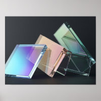 Iridescent Glass Slabs Geometric Sculpture Wall Ar