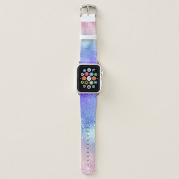 Iridescent Glass Texture Ombre Blue To Pink Apple Watch Band by artOnWear at Zazzle
