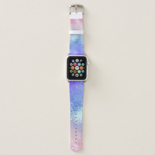 Iridescent glass texture ombre blue to pink apple watch band