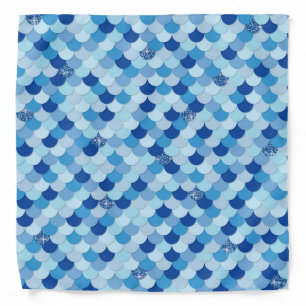 Iridescent Glitter Blue Mermaid Fish Scales Bandana
