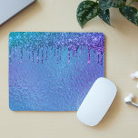Iridescent Glitter Drips Blue Purple Holographic Mouse Pad<br><div class="desc">This design was created though digital art. It may be personalized in the area provide or customizing by choosing the click to customize further option and changing the name, initials or words. You may also change the text color and style or delete the text for an image only design. Contact...</div>