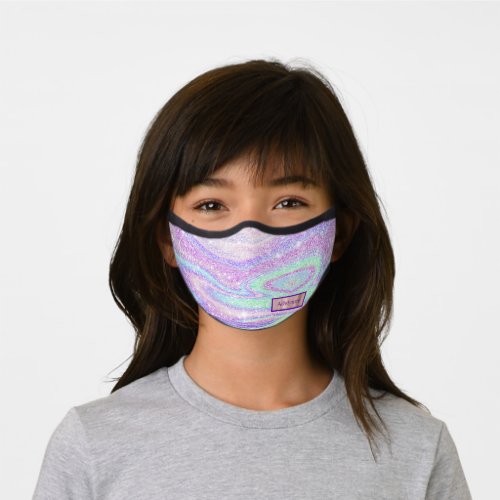 Iridescent Glitter Kids Name Premium Face Mask