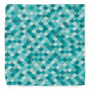 Iridescent Glitter Teal Mermaid Fish Scales Bandana