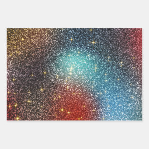 Iridescent glitter wrapping paper sheets