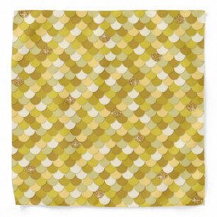 Iridescent Glitter Yellow Gold Mermaid Fish Scales Bandana