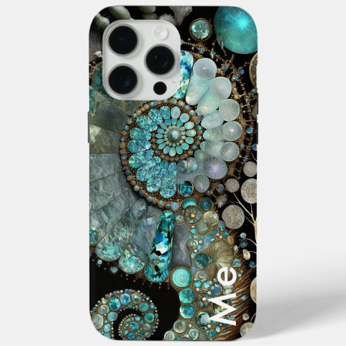 Iridescent Glittery Organic Sea ShellsTeal iPhone 15 Pro Max Case