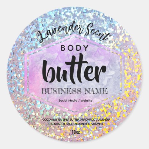 Iridescent Glittery Pink Frame Product Label