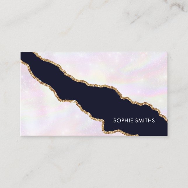 Iridescent Gold Agate Modern Elegant Feminine Business Card (Front)
