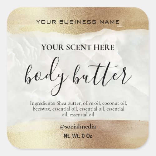 Iridescent Gold Border Marble Body Butter Labels