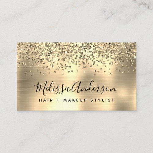 Iridescent Gold Foil Glitter Calligraphy Business Card