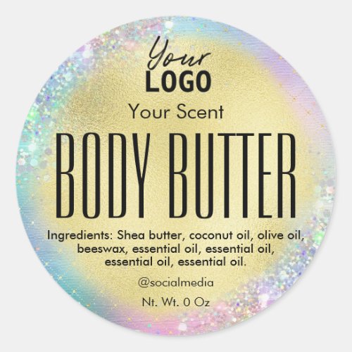 Iridescent Gold Foil Rainbow Body Butter Labels
