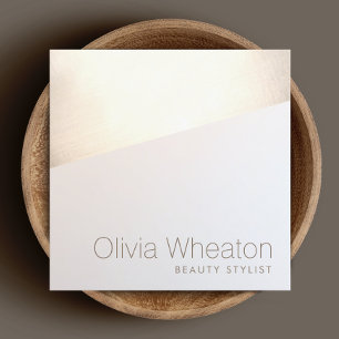 Iridescent Gold Geometric Salon Stylist Square Business Card