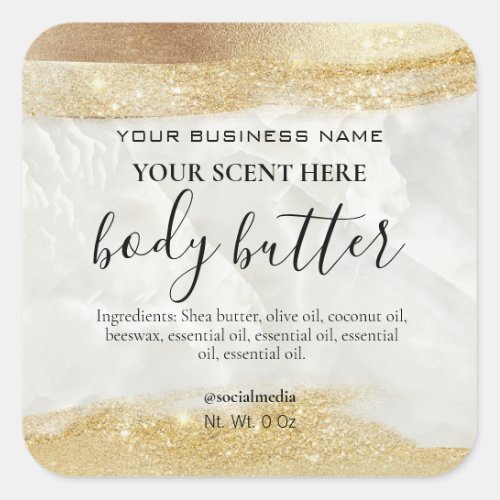 Iridescent Gold Marble Body Butter Labels
