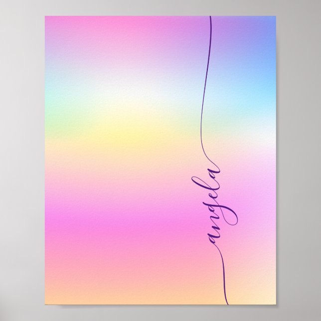 Iridescent Gradient Glam Name Phone Wallpaper Poster (Front)