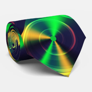Iridescent Green & Black Fractal Swirl  Neck Tie