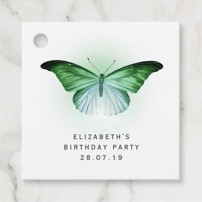 Iridescent Green Butterfly Favor Tags (Front)
