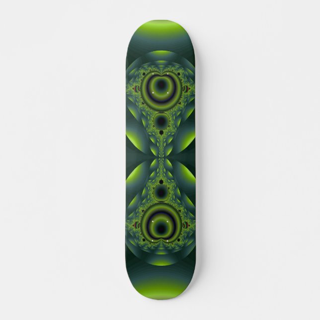 Iridescent Green Fractal Skateboard Deck (Front)