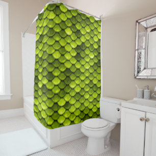 Iridescent Green Glitter Mermaid Fish Scales Shower Curtain