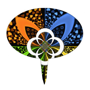 Iridescent Hearts Seamless Polka Dot Abstract Art Cake Topper