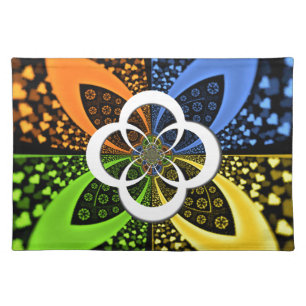 Iridescent Hearts Seamless Polka Dot Abstract Art Cloth Placemat