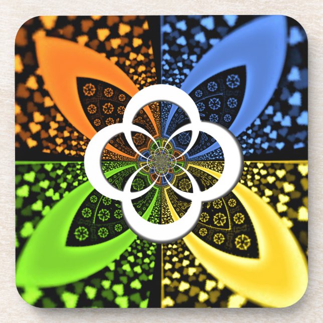 Iridescent Hearts Seamless Polka Dot Abstract Art  Coaster (Front)