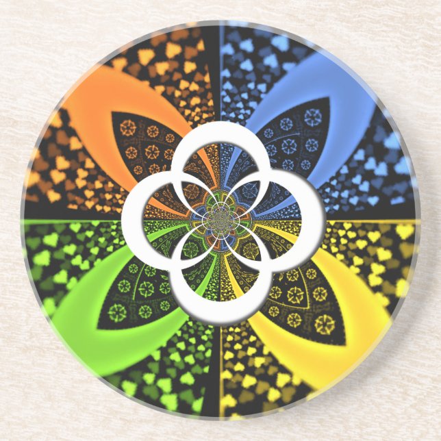 Iridescent Hearts Seamless Polka Dot Abstract Art  Drink Coaster (Front)