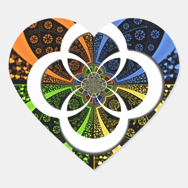 Iridescent Hearts Seamless Polka Dot Abstract Art  Heart Sticker (Front)