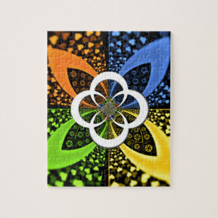 Iridescent Hearts Seamless Polka Dot Abstract Art Jigsaw Puzzle