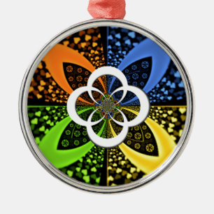 Iridescent Hearts Seamless Polka Dot Abstract Art Metal Ornament