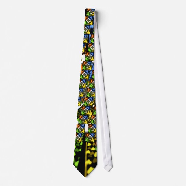 Iridescent Hearts Seamless Polka Dot Abstract Art  Neck Tie (Front)