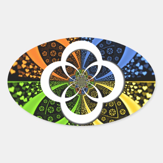 Iridescent Hearts Seamless Polka Dot Abstract Art  Oval Sticker (Front)